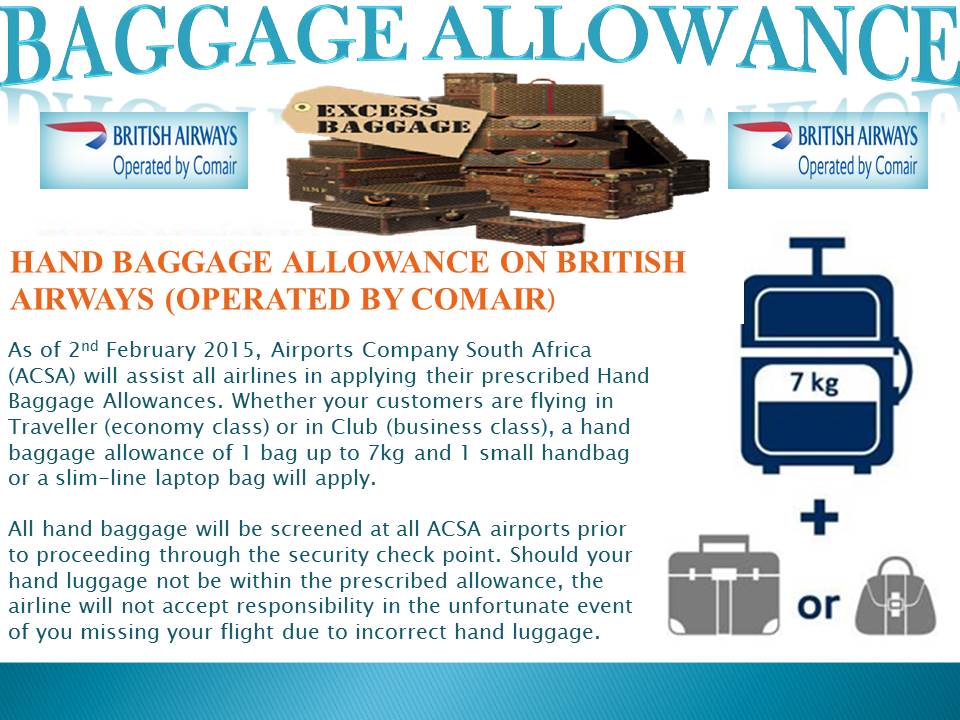 HAND BAGGAGE ALLOWANCE ON BRITISH AIRWAYS (OPERATED BY COMAIR) - Wings Travel